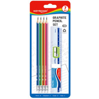 Zestaw szkolny KEYROAD Pencil Set HB, 7 elementw, blister, mix kolorw