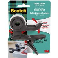 Dyspenser do tam SCOTCH? Clip&Twist (C-19-CLIP-B), w zestawie tama Magic, 19mmx8, 89m, szary