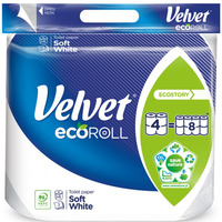 Papier toaletowy VELVET Delikatnie Biay, Ecoroll, 3-warstwowy, 300 listkw, 4szt., biay