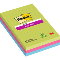 Karteczki samoprzylepne POST-IT? Super Sticky w linie (660 - 3 SSUC), 102x152mm, 3x90 kart., neonowe