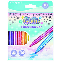 Flamastry KEYROAD Glitter, brokatowe, 10 szt., pudeko