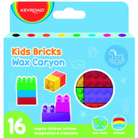 Kredki woskowe KEYROAD Kids Bricks, w ksztacie klockw, 16 szt., pudeko