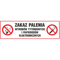 Znak TDC, Zakaz palenia wyrobw tytoniowych i papierosw elektronicznych