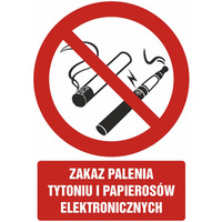 Znak TDC, Zakaz palenia tytoniu i papierosw elektronicznych