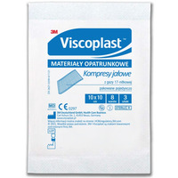 Kompresy gazowe jaowe z gazy bawenianej, VISCOPLAST, 10x10cm, 3 szt