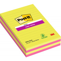 Karteczki samoprzylepne POST-IT? Super Sticky, 127x203mm, 4x45 kart., w linie, mix kolorw