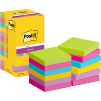 Bloczek samoprzylepny POST-IT? Super sticky, 76x76mm, 12x90 kart., mix kolorw