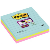 Bloczek samoprzylepny POST-IT Super Sticky w linie, (675-SS3-MIA), 101x101mm, 3x70 kart., paleta Miami