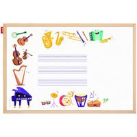 Tablica edukacyjna MemoBe, WHITEBOARDGAME: Music adventure!, nadruk WESOE INSTRUMENTY, rama drewniana, 60x40 cm MTM060040.MU02.01.51