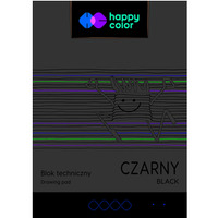 Blok techniczny czarny A4, 170g, 10 ark, Happy Color HA 3717 2030-9