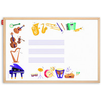 Tablica edukacyjna MemoBe, WHITEBOARDGAME: Music adventure!, nadruk WESOE INSTRUMENTY, rama drewniana, 90x60 cm MTM090060.MU02.01.51