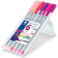 Cienkopis triplus, 0.3 mm, kolory flamingo, 6 szt., w etui, Staedtler S 334 SB6CS6