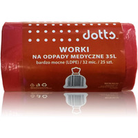 Worki na odpady MEDYCZNE 35l 25szt., DOTTS, bardzo mocne (LDPE), 32mic czerwone