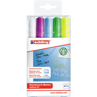 Marker EDDING do tablic szklanych biały + mix kolorów, etui 5 szt. 90/5s/049/b ed suchościeralny