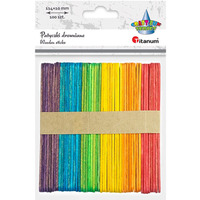 Patyczki drewniane mix kolorów (100) 11, 4cm 361574 TITANUM 50 kolorowych + 50 naturalnych