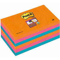 Bloczek samoprzylepny POST-IT Super Sticky (655-6SS-EG), 127x76xmm, 6x90 kart., promienne kolory