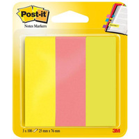 Zakadki indeksujce POST-IT (671/3), papier, 26x76mm, 3x100 kart., mix kolorw