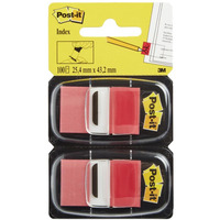 Zakładki indeksujące POST-IT (680-R2EU), PP, 25, 4x43, 2mm, 2x50 kart., czerwone