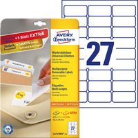 Etykiety uniwersalne L4737REV-25 63, 5x29, 6 30ark Usuwalne, Avery Zweckform
