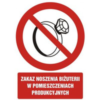 Tabliczka Zakaz noszenia biuterii ZZ-20Z/11881ZN (X)