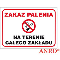 Naklejka ZAKAZ PALENIA NA TERENIE CAEGO ZAKADU ZZ-51P/F 250X350