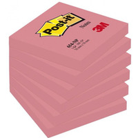 Bloczek samoprzylepny POST-IT (654N), 76x76mm, 1x100 kart., jaskrawy różowy