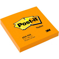 Bloczek samoprzylepny POST-IT (654N), 76x76mm, 1x100 kart., jaskrawy pomaraczowy