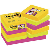 Bloczek samoprzylepny POST-IT Super Sticky (622-12SSRIO-EU), 47, 6x47, 6mm, 12x90 kart., paleta Rio de Janeiro